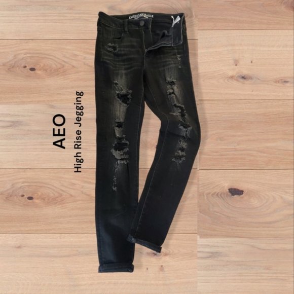 American Eagle Outfitters- Hi-Rise Jegging Super-Super Stretch-Black - Picture 4 of 16